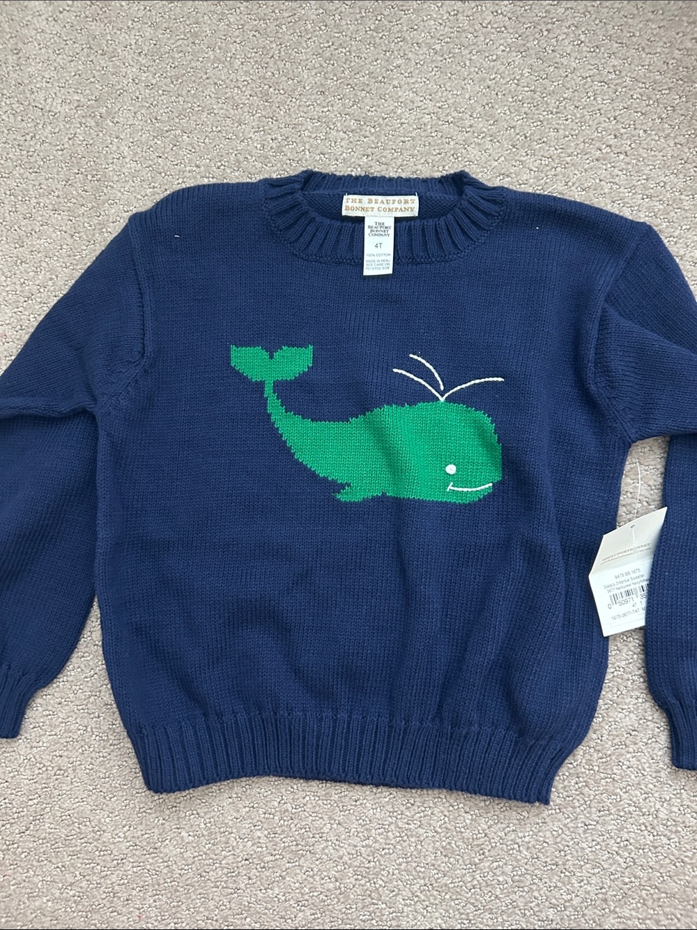 NWT Beaufort Bonnet Company navy whale intarsia sweater